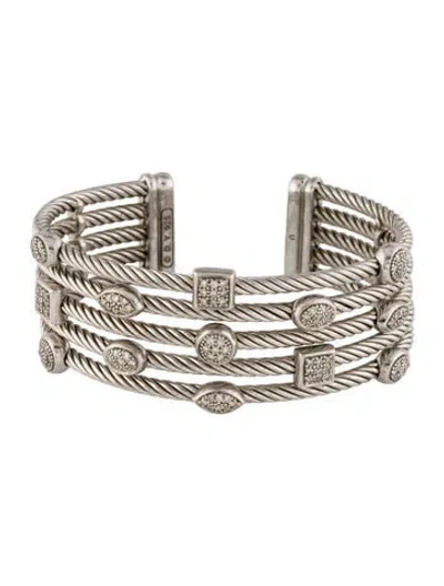 Pre-owned David Yurman Diamond Confetti Five-row Cuff Bracelet, 6.25" In Multi