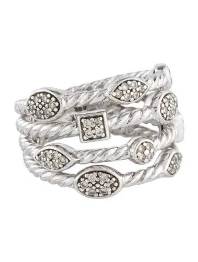 Pre-owned David Yurman Diamond Confetti Four Row Ring In Multi