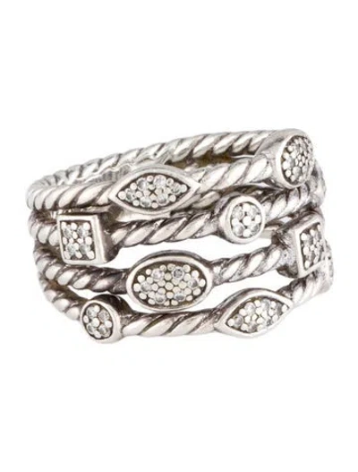 Pre-owned David Yurman Diamond Confetti Four Row Ring In Multi