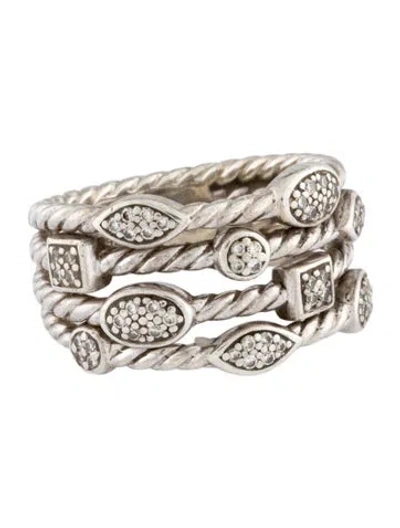 Pre-owned David Yurman Diamond Confetti Four-row Ring In Multi