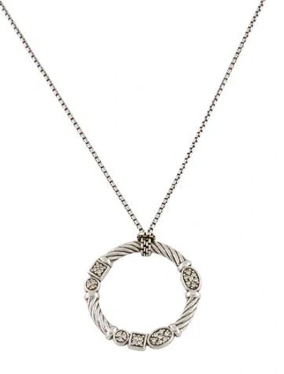 Pre-owned David Yurman Diamond Confetti Round Pendant Necklace, 16" In Multi