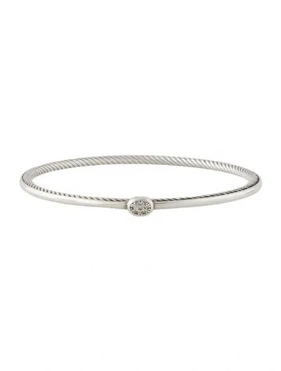 Pre-owned David Yurman Diamond Confetti Station Bangle Bracelet, 8.25" In Multi