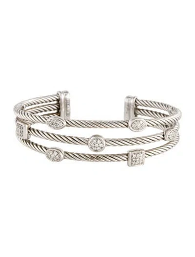 Pre-owned David Yurman Diamond Confetti Three-row Cuff, 6.25" In Multi
