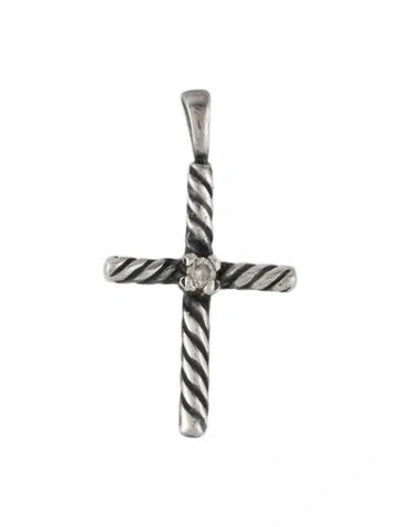 Pre-owned David Yurman Diamond Cross Pendant In Multicolor