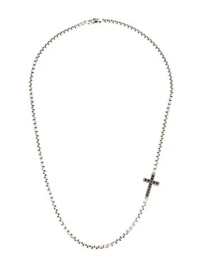 Pre-owned David Yurman Diamond Cross Station Necklace, 22" In Multi