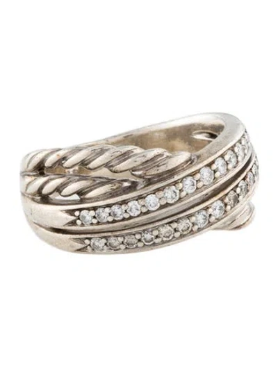 Pre-owned David Yurman Diamond Crossover Band In Multi