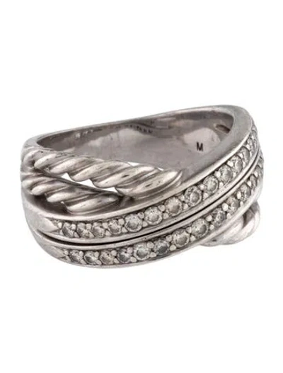 Pre-owned David Yurman Diamond Crossover Band In Multicolor