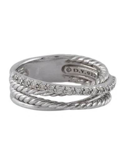 Pre-owned David Yurman Diamond Crossover Band Ring In Multi