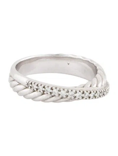 Pre-owned David Yurman Diamond Crossover Band Ring In Multi