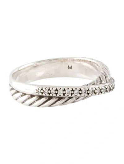 Pre-owned David Yurman Diamond Crossover Band Ring In Multi