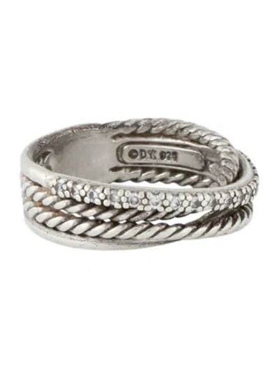 Pre-owned David Yurman Diamond Crossover Band Ring In Multicolor
