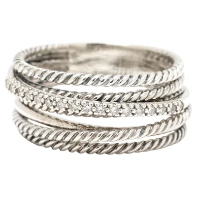 Pre-owned David Yurman Diamond Crossover Band Ring, Sterling Silver, Ring Size 9.5 In Multiple