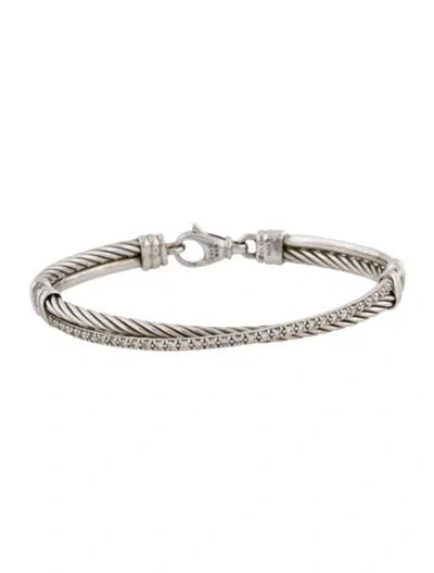 Pre-owned David Yurman Diamond Crossover Bracelet, 6.5" In Multi