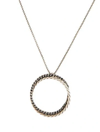 Pre-owned David Yurman Diamond Crossover Circle Pendant Necklace, 17" In Multicolor
