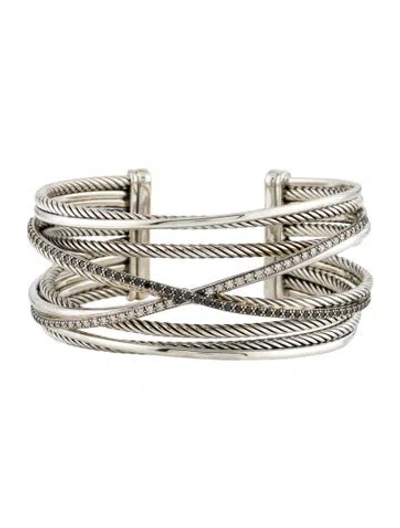 Pre-owned David Yurman Diamond Crossover Five-row Cuff Bracelet, 6.5" In Multi