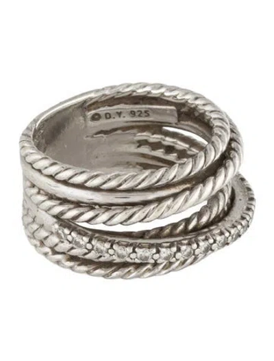 Pre-owned David Yurman Diamond Crossover Ring In Multi