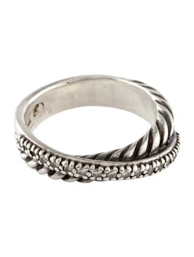 Pre-owned David Yurman Diamond Crossover Ring In Multi