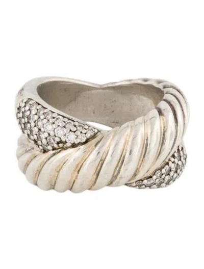 Pre-owned David Yurman Diamond Crossover Ring In Multi