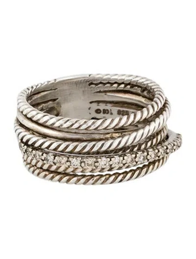 Pre-owned David Yurman Diamond Crossover Ring In Multi
