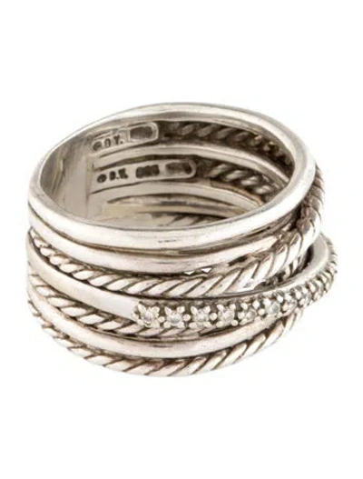 Pre-owned David Yurman Diamond Crossover Ring In Multi