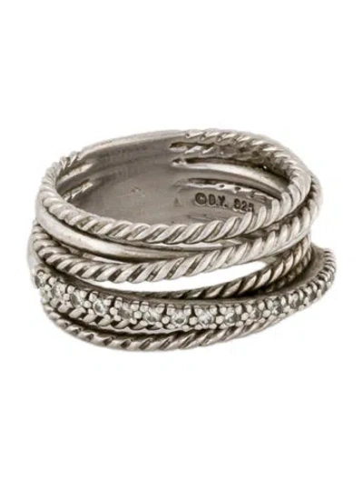 Pre-owned David Yurman Diamond Crossover Ring In Multi