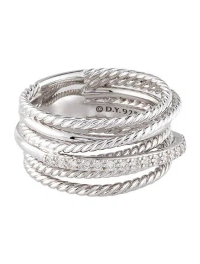 Pre-owned David Yurman Diamond Crossover Ring In Multi