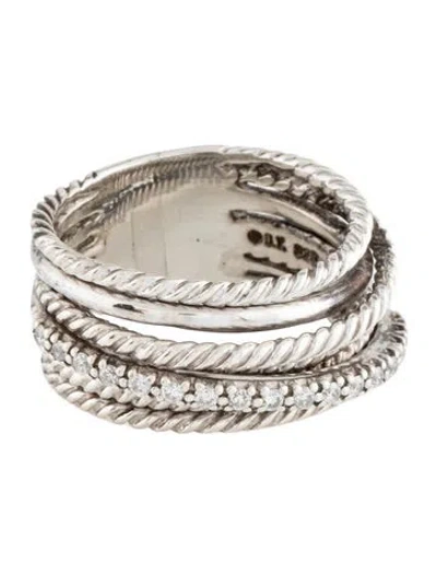Pre-owned David Yurman Diamond Crossover Ring In Multicolor