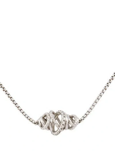 Pre-owned David Yurman Diamond Crossover Single Station Necklace, 18" In Multi