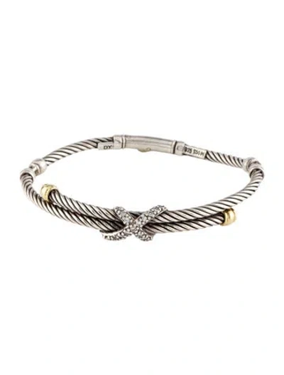 Pre-owned David Yurman Diamond Crossover X Bracelet, 6.5" In Multi