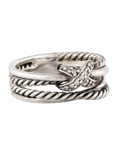 Pre-owned David Yurman Diamond Crossover X Ring In Multicolor