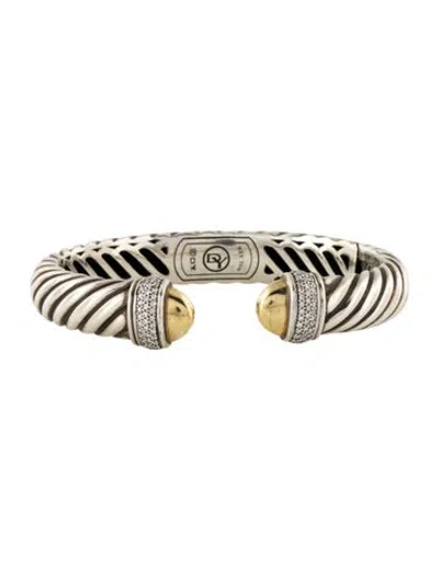 Pre-owned David Yurman Diamond Cuff Bracelet, 6.5" In Multi