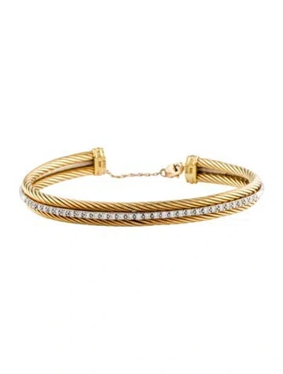 Pre-owned David Yurman Diamond Cuff Bracelet, 7" In Multi