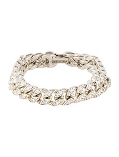 Pre-owned David Yurman Diamond Curb Chain Bracelet, 7.25" In Multicolor