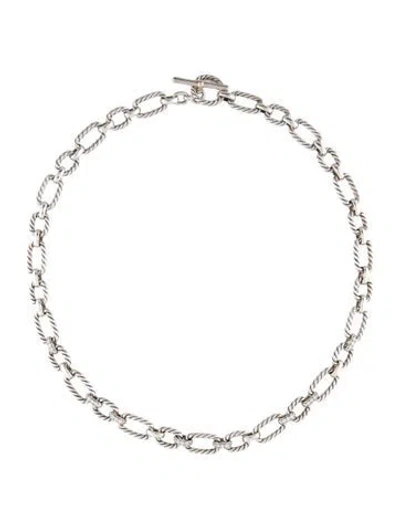 Pre-owned David Yurman Diamond Cushion Link Toggle Necklace, 18" In Multi