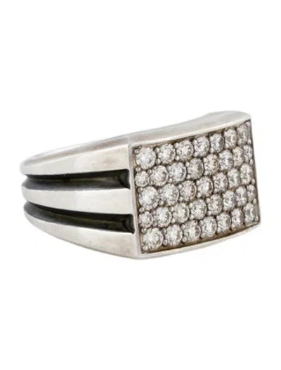 Pre-owned David Yurman Diamond Deco Signet Ring In Multi