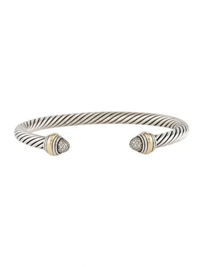 Pre-owned David Yurman Diamond Dome Classic Cable Bracele, 6" In Multi