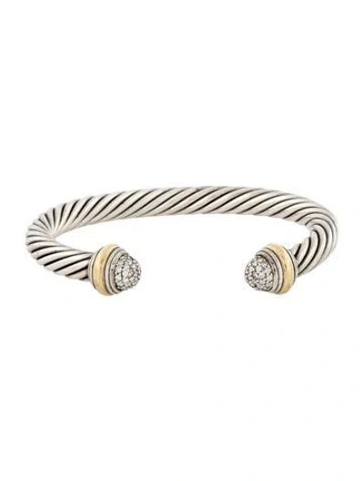 Pre-owned David Yurman Diamond Dome Classic Cable Bracelet, 7" In Multi