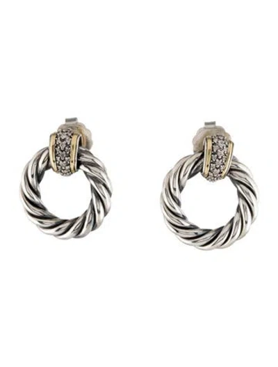 Pre-owned David Yurman Diamond Door-knocker Earrings In Multi