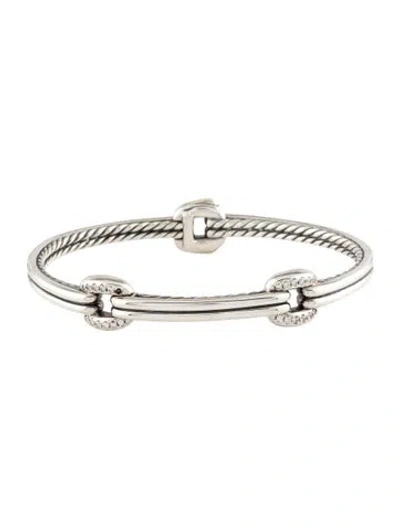 Pre-owned David Yurman Diamond Double Link Bracelet, 7" In Multi