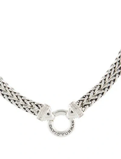 Pre-owned David Yurman Diamond Double Wheat Chain Necklace, 15" In Multi