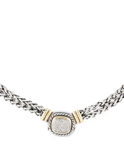 Pre-owned David Yurman Diamond Double Wheat Chain Necklace, 16" In Multi