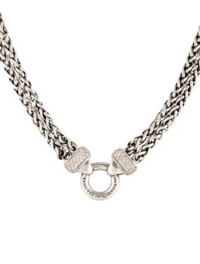 Pre-owned David Yurman Diamond Double Wheat Chain Necklace, 16" In Multicolor