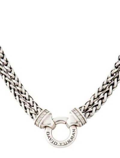 Pre-owned David Yurman Diamond Double Wheat Chain Necklace, 16.5" In Multi