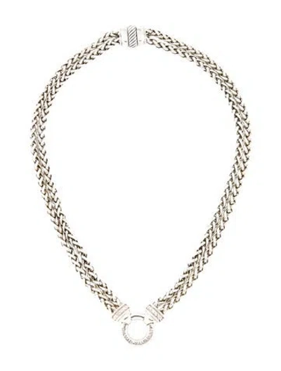 Pre-owned David Yurman Diamond Double Wheat Chain Necklace, 16.5" In Multi