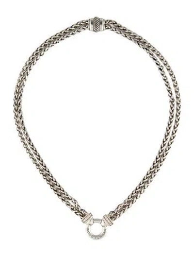 Pre-owned David Yurman Diamond Double Wheat Chain Necklace, 18" In Multi