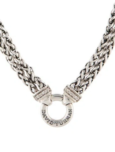 Pre-owned David Yurman Diamond Double Wheat Chain Necklace, .75" In Multi