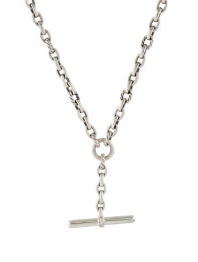 Pre-owned David Yurman Diamond Dy Mercer Petite Toggle Chain Necklace, 18" In Multi