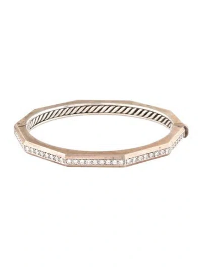 Pre-owned David Yurman Diamond Faceted Stax Bangle, 6.25" In Multi