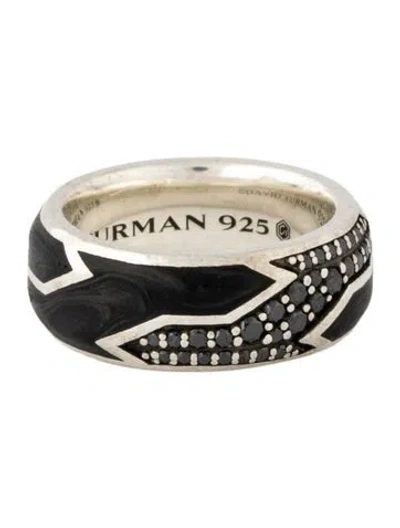 Pre-owned David Yurman Diamond Forged Carbon Band In Black
