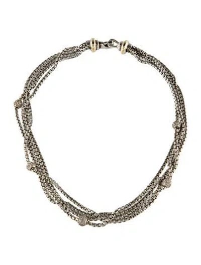Pre-owned David Yurman Diamond Four-row Small Multistrand Chain Necklace, 16"